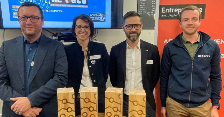 Switch, Céline et Popeline, Golfe agencement et Bearops ont reçu les Trophées de l'éco le 11 décembre 2025 à Baden.