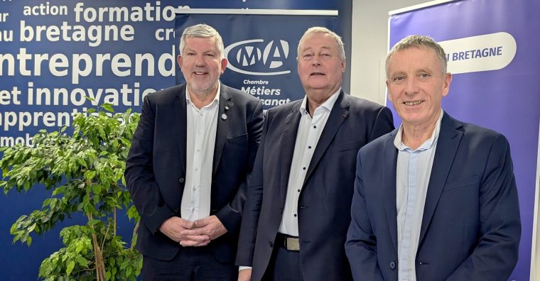 Michel Aoustin, Président de la CMA Bretagne, Jean-Pierre Rivery, président de la CCI Bretagne et Laurent Kerlir, Président de la CAB